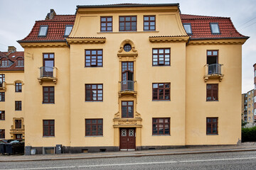 beautiful yellow building structure with details