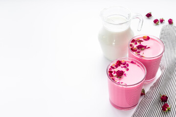 Rose red velvet latte tea or coffee. Hot healthy drink