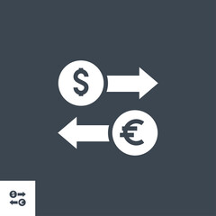 Transfer related vector glyph icon. Isolated on black background. Vector illustration.