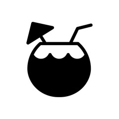 Coconut Drink Vector Glyph Icon. Hotel and Services Symbol EPS 10 