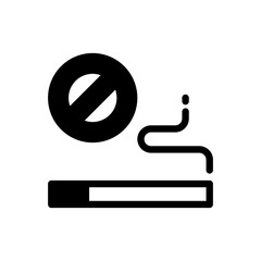 No Smoking Vector Glyph Icon. Hotel and Services Symbol EPS 10 