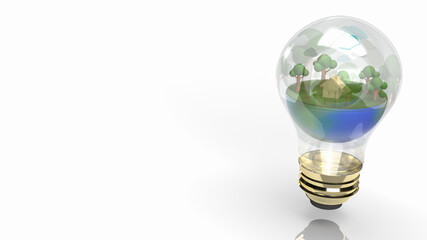 The earth in Light bulb for eco concept 3d rendering..