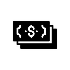 Banknote Vector Glyph Icon. Hotel and Services Symbol EPS 10 