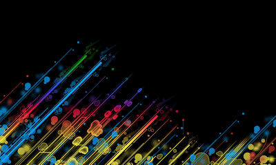 Obraz premium Colorful circles and lines on a black background