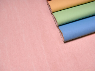 Leather samples in various colors.