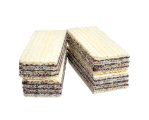 Wafers with chocolate isolated on white background
