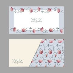 Set of horizontal banners with beautiful flowers - 427212715
