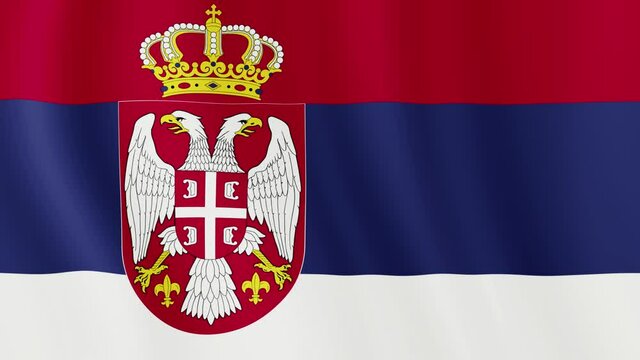 Serbia flag video waving in wind. Realistic Serbian Flag background. Serbia Flag Looping Closeup . Serbia Europe country flags footage video for film