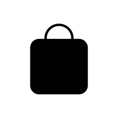 Shopping bag solid line icon in black. Logo package, purchase or buy. Flat isolated symbol, sign used for: illustration, minimalistic, logo, mobile, app, emblem, design, web, ui, ux. Vector EPS 10