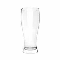 Empty tall clear beer glass with droplet. Isolated on white background.3D Rendering.