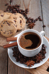 Coffee with chocolate cookies