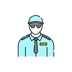Security guard olor line icon. Pictogram for web page, mobile app, promo.