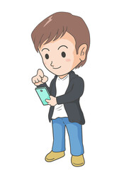 スマホを見る男性