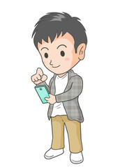 スマホを見る男性