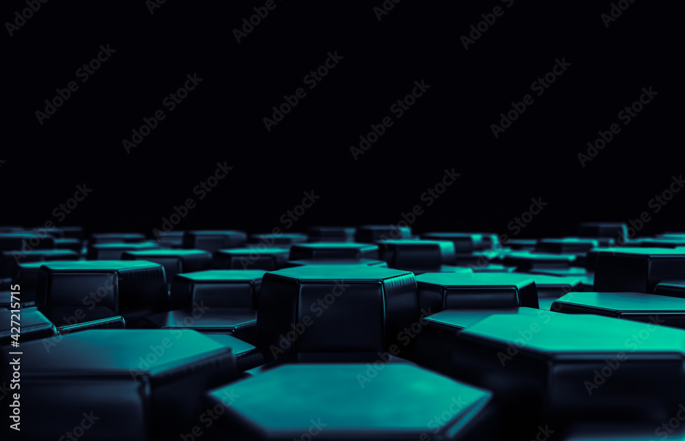Poster Abstract futuristic Technology background with hexagon pattern. 3d rendering.