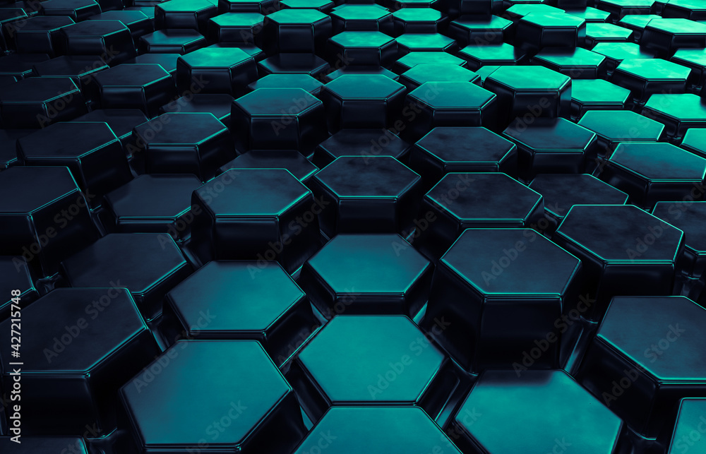 Aufkleber Abstract futuristic Technology background with hexagon pattern. 3d rendering.