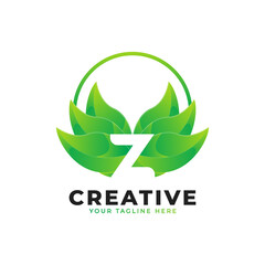 Nature Green Leaf Letter Z Logo with Circle. monogram logo. Green Leaves Alphabet Icon. Usable for Business, Science, Healthcare, Medical and Nature Logos.Flat Vector Logo Desgn Template Element. 