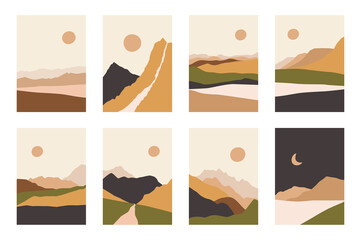 Abstract landscape collection flat style