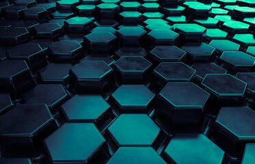 Obraz premium Abstract futuristic Technology background with hexagon pattern. 3d rendering.