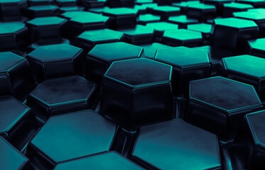 Fototapeta premium Abstract futuristic Technology background with hexagon pattern. 3d rendering.