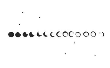 Hand drawn vector abstract stock flat graphic illustration collection set with logo elements of magic celestial astrology moon phases isolated on white background