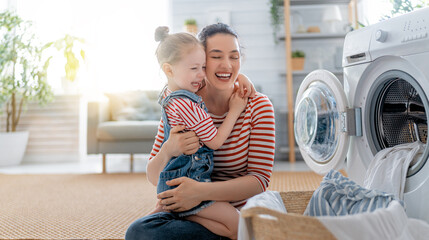 family doing laundry