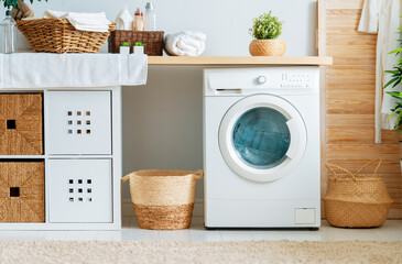 Interior of a real laundry room