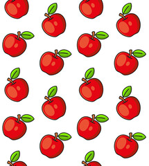 Apples Seamless Pattern on White Background. Vector