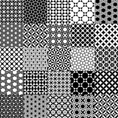 geometric black and white tiles patchwork wallpaper  vector seamless pattern mosaic