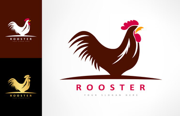 Rooster logo vector. Farm bird design.