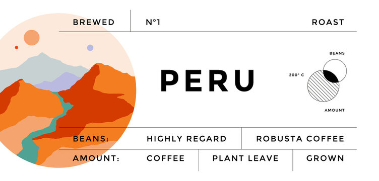 Label, minimalistic style. Graphic and typography design