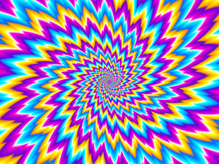 Colorful flower blossom. Optical illusion of movement.