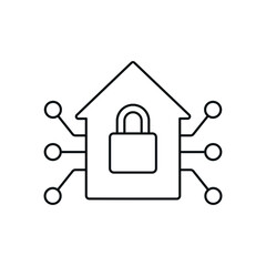 Electrical protection of the house linear icon. Smart house. Thin line customizable illustration. Contour symbol. Vector isolated outline drawing. Editable stroke