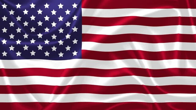 American Waving Flag on 4K Motion Footage. National Flag Animated Fabric. Country Identity Symbol.