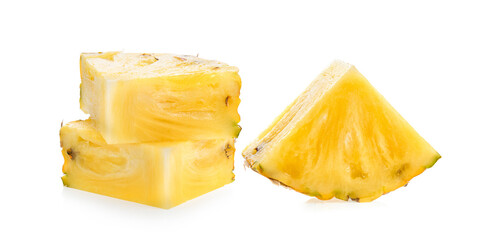 slice pineapple on white