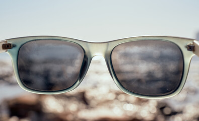 Summer beach concept with sunglasses