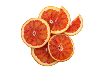 Red orange slices isolated on white background