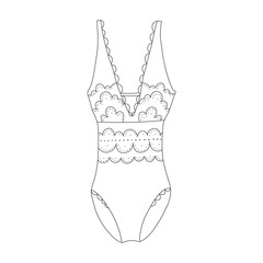 Woman lace bodysuit in line isolated on white background. It can be used as icon or design element.