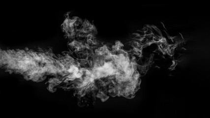 Horizontal banner with steam or smoke in the form of a mystical creature in the form of a ghost on a black