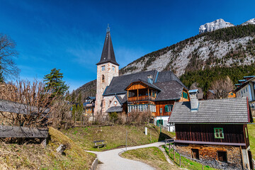 Fototapeta na wymiar View on Altaussee, Salzkammergut at Springtime, Salzkammergut, Austria 05.04.2021