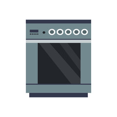 Kitchen stove. Oven. The household equipment. Preparing food, cooking. Kitchen interier. Isolated object on white background. Vector flat illustration