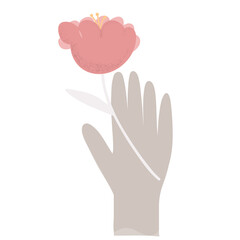 Hand with flower flat. Minimalist. Modern art. Print. Home decor. Vector tulip.