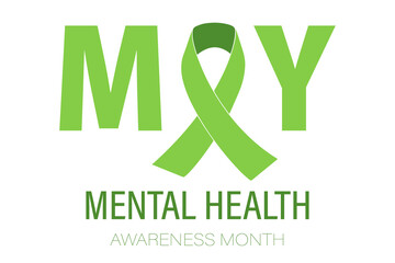 The concept of Mental Health Awareness Month. Simple flat-style typography design, vector