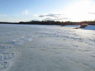 frozen river in winter