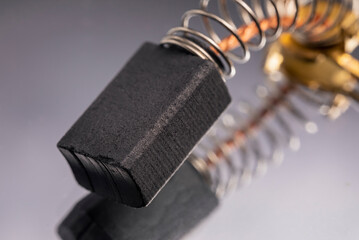 Electrically conductive graphite brush of a motor. Spare part for power tools.