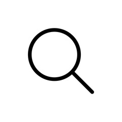 Magnifier search thin black line icon. Magnifying glass or search sign concept. Trendy flat isolated symbol, sign for: illustration, outline, logo, mobile, app, design, web, ui, ux. Vector EPS 10