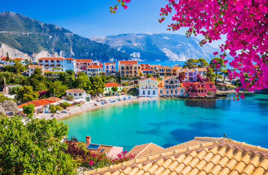 Kefalonia, Greece. Colorful village of Assos in Kefalonia. © SCStock