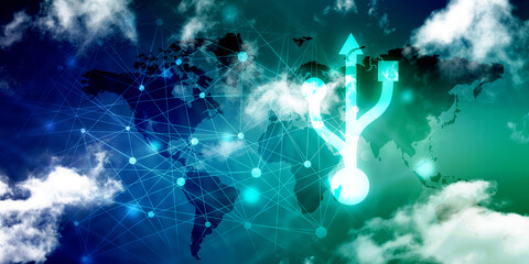 2d rendering USB icon