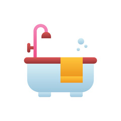 Bathtub Vector Flat Gradient Style Icon. EPS 10 File Hotel and Services Symbol