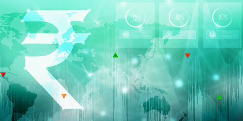 Rupee currency . 2D rendering illustration